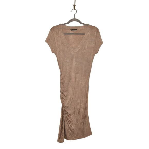 BLACK HALO $290 Striped Short Sleeve Ruched T-Shirt Midi Dress‎ Medium - Picture 1 of 4
